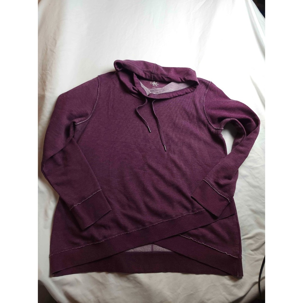 Calvin Klein Sweatshirt Women XL Purple Thermal Hipster Athleisure Cozy Pullover